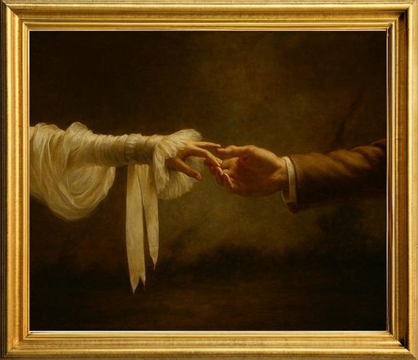 Classical painting hands detail